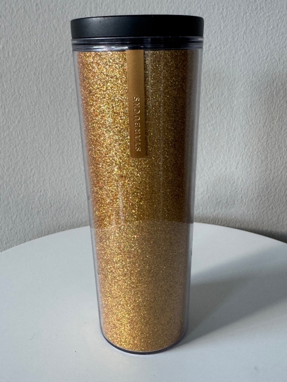 EUC Starbucks Gold Glitter Tumbler Badge | Sparkly Coffee Lover Accessory
